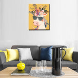 Smiling Unicorn Wearing Shades Straw Hat Paint by Number Dreamy Animal Flowers Painting DIY Painting on Canvas with Brushes Paints Paint by Numbers for Adults and Beginner 16x20 Inch（without Frame） Tucocoo