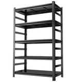 63" H Metal Garage Shelving Heavy Duty 1500LBS Adjustable Storage Shelves Unit 5 Tier garage storage shelves Utility Storage Rack Shelf for Basement, Commercial, Warehouse, Industrial, Black PRESTELION