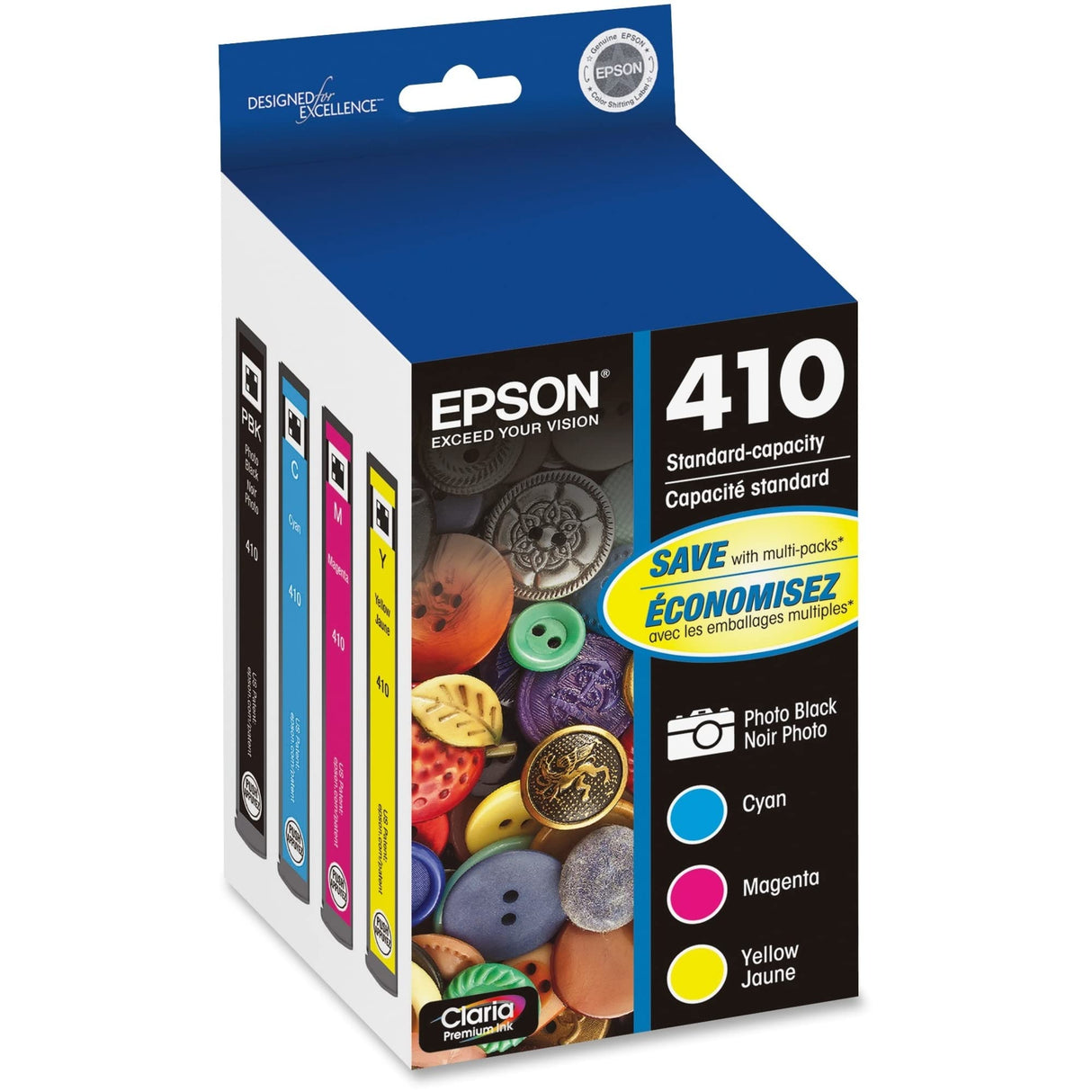 EPSON 410 Claria Premium Ink Standard Capacity Photo Black & Color Combo Pack (T410520-S) Works with Expression Premium XP-530, XP-630, XP-640, XP-7100, XP-830 Epson