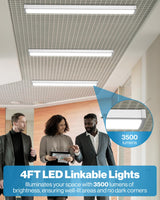 Sunco 6 Pack LED Wraparound Light Fixture 4FT, Garage Ceiling Lights, Linkable 40W=300W, 3500 LM, 5000K Daylight, Hardwired, Surface Mount, Workshop Utility Light ETL Sunco Lighting