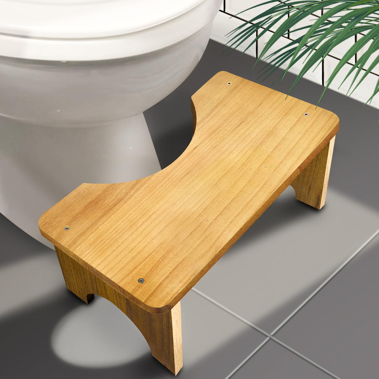 AZEN Toilet Stool Squat Adult, Wood Poop Stool for Bathroom Adults, Portable Toilet Potty Stool for Adults, 7 Inch Height AZEN