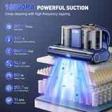 CFBF Mattress Vacuum Cleaner, Bed Vacuum Cleaner with 16Kpa Suction 253.7nm UV-C Light, Ultrasonic & High Heating, 500W Powerful Double-Cup Handheld Vacuums for Bed, Sofa, Couch, Crib, 16.4FT Corded CFBF