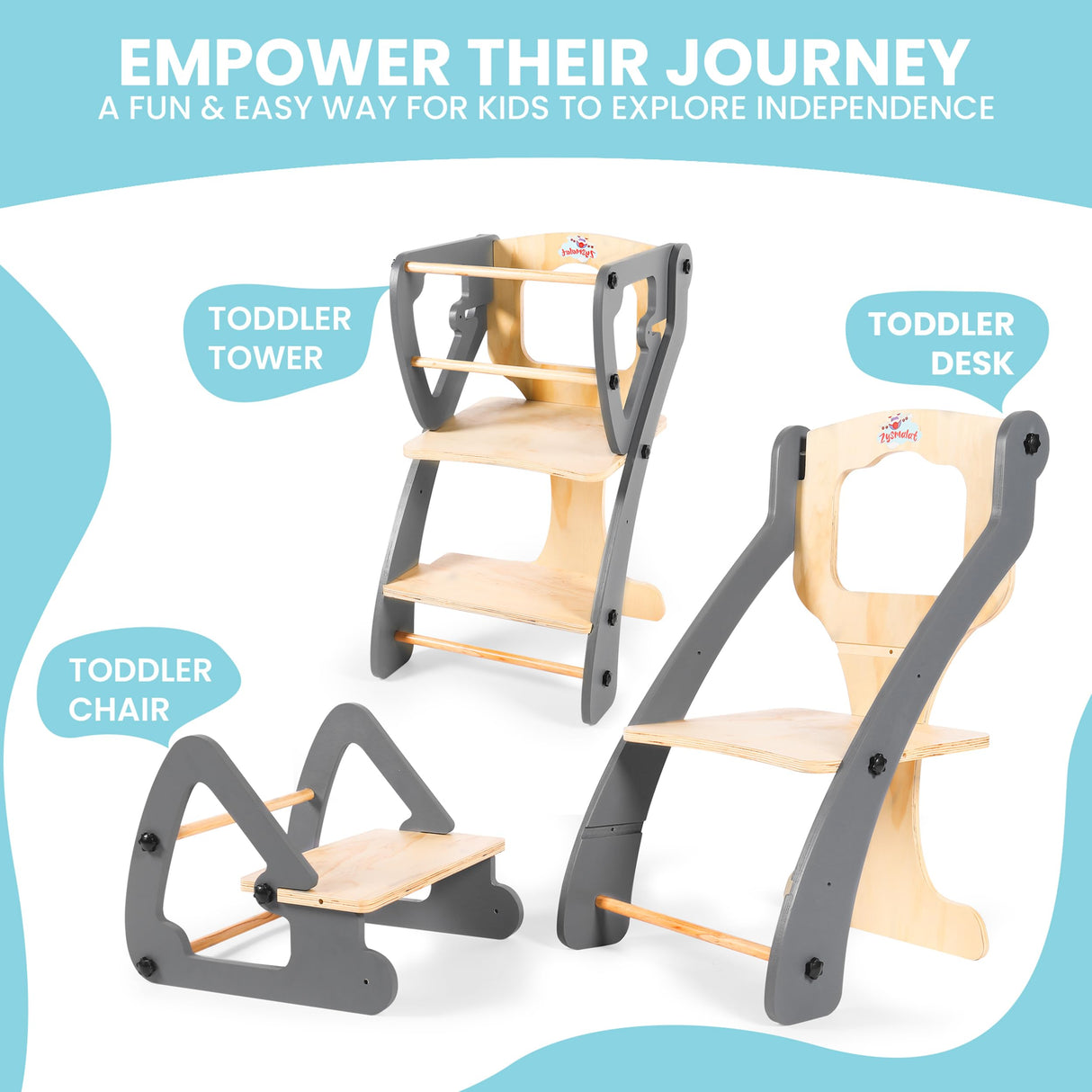 ZYSMALAT Toddler Tower | Kitchen Stool Helper | Montessori Kitchen Step Stool | Toddler Standing Tower | Learning Tower | Adjustable Height | Foldable Tower | Kids Boys Girls | 2025 Design ZYSMALAT