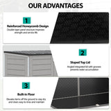 HUGROVE 49.5 Cu ft Storage Shed, 4.6 x 4.1 FT Outdoor Storage Horizontal Resin Shed, Weather Proof Water Proof PP Material, Lockable Door, Outdoor Storage Box for Trash Cans, Patio, Garden (4.6x4.1) HUGROVE