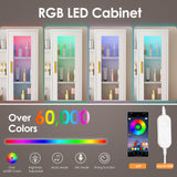 ANWBROAD 51.8" Makeup Vanity Desk with Mirror and Lights White Vanity Table with RGB Cabinets 8 Drawers Power Outlet Large Dresser Dressing Table with Storage Shelves Stool for Bedroom Girls UBDT77W ANWBROAD