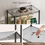 Golpart 5 Tier Shelves Storage Shelf Wire Closet Bathroom Organizers Metal Pantry Kitchen Garage Shelving Unit Laundry Room Organization Home Rack Net Basket Black with Wheels 14”D X 24”W X 61”H Golpart