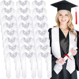 Geyoga 24 Pieces Unisex Graduation Stole Plain Graduation Sash Honor Stole for Graduation Students, 70 Inches (White) Geyoga