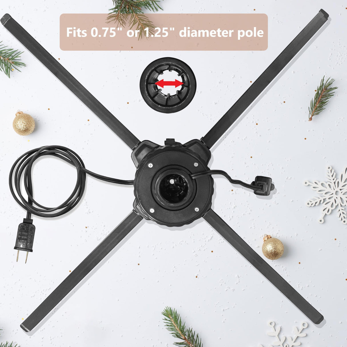 Stright 360-Degree Rotating Christmas Tree Stand, Adjustable Revolving Base for Tree Up to 7.5FT, Spinning Christmas Tree Stand with 2 Settings Trunk Diameter and One Built-in Electrical Outlet Stright