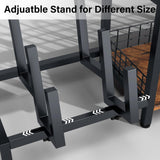 kepptory Display Shelf Bookshelf with RGB Lighting, Wooden Curio Cabinet Floor Lamp with Shelves, Vinyl Holder and Adjustable Stand, Record Player Stand Bookcase for Living Room Bedroom Décor (Brown) kepptory