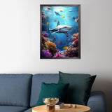 CEOVR Shark Diamond Art Kits for Adults, Ocean Life Diamond Painting Dots DIY Gem Art, Adult Crafts Kits Wall Decor for Home Office 12x16in CEOVR