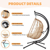YOLENY Oversized Double Egg Chair with Adjustable Canopy, Patio Hanging Swing Chair, Hammock Chair with Cushion YOLENY