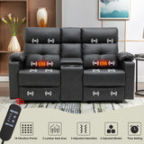 Consofa Power Reclining Loveseat with Console, Power Loveseat Recliner Sofa with Heat and Massage, Extended Footrest, Loveseat Recliner with Cup Holders, Lumbar Support for Living Room, Home Theater Consofa