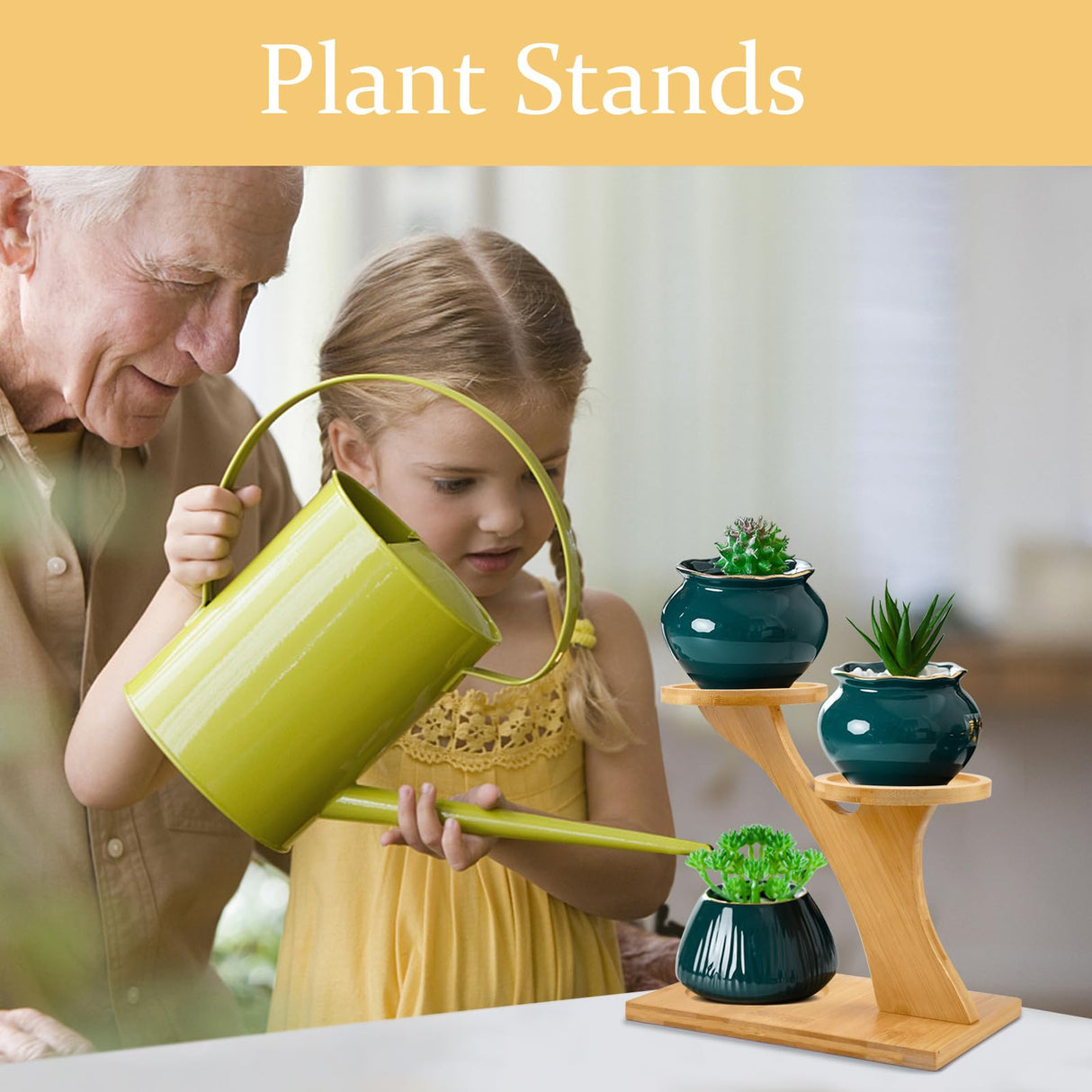 XXXFLOWER Bamboo Plant Stand ,3 Tiers Indoor Succulent Windowsill Shelf - Small Tabletop Plant Holder for Home, Office, Living Room, Bedroom Decoration 1pc XXXFLOWER