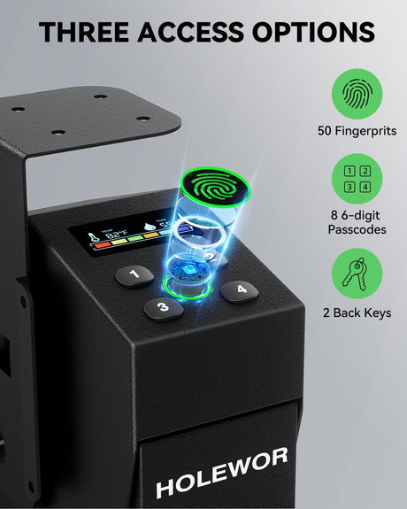 Gun Safe Biometric Pistol Safe Fingerprint Drop Down Mount Handgun Safe Under Table for Desk Bedside Nightstand HOLEWOR