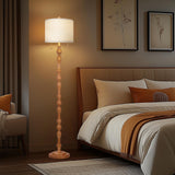 65.5" Natural Real Wood Floor Lamp with S Cluster Pull Chains Dual Switch,Wood Base Tall Lamp,Farmhouse Standing Lamp for Living Room,with Linen Shade,Floor Lamp for Living Room,Bedroom(Bulb Included) Scenekoy