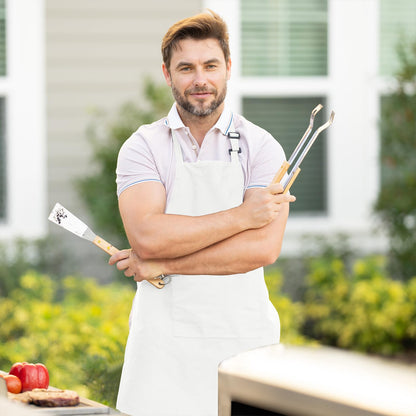 Avalon Kitchen Adjustable Bib Apron 100% Polyester Aprons Waterdrop Resistant with Adjustable Strap, Pockets & Long Ties