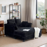 VINGLI Lounge Chair, 56" Oversized Reading Chair Corduroy Chaise Sofa Recliner Bed Upholstered Comfy Sleeper Couch with Throw Pillows and Armrests for Living Room, Movie Room, Bedroom VINGLI