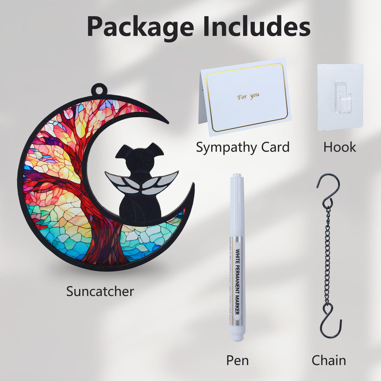 CCiaga DIY Dog Angel Memorial Suncatcher with Sympathy Card,Memorial Gifts for Loss of Dog Sympathy Gift,Pet Memorial Gifts for Dogs(3-Life Tree) CCiaga