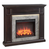 LegendFlame Fireplace Suite Sheraton, 48 Inch Mantel Surround, Espresso Oak with Light Grey Marble Finish, with 23 Inch Electric Fireplace Insert, 750W/1500W, Weekly Timer, Mood Light, Remote Control Legend Flame