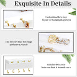 YYILIS Necklace Holder, Upgraded Extra Large Wall Necklace Organizer with 30 Hooks Wall Mounted Necklace Hanger with Jewelry Tray/Cosmetics Shelf Rustic Pine Wood Holder (White) YYILIS