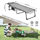 KingCamp Lounge Chair Outdoor, Folding Portable Tanning Chairs Comfy Adjustable 5-Position Lay Flat Foldable Chaise Chaser Lounger with Pillow for Outside Beach Patio Sun Bathing Pool Backyard, Grey KingCamp