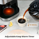 Gevi 10-Cup Drip Coffee Maker with Built-in Grinder, Programmable Brew Coffee Machine with Timer, Reusable Filter, 1.5L Water Tank, Coffee Pot, Warming Plate Burr Grinder Combo Gevi