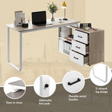 ARTPOWER L Shaped Computer Desk with 3 Drawers and Shelf,55" Large Home Office Corner Desk with Storage Cabinet,Computer Table for PC Executive Writing Study Work,Reversible Gaming Desk,Walnut ARTPOWER