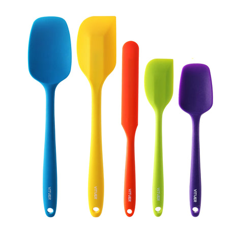 5PCS Silicone Rubber Spatula Set, VITUER Food Grade BPA-Free Spatulas for kitchen Use, Heat Resistant Spatula for Cooking & Baking, Dishwasher Safe VITUER