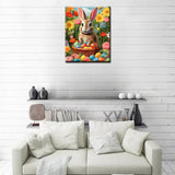 Aihonmin Easter Bunny Paint by Number DIY Acrylic Painting Paint by Number Kit for Kids Adults Beginner Spring Garden DIY Painting by Numbers Painting Arts Craft 16x20In Easter Day (Frameless) Aihonmin