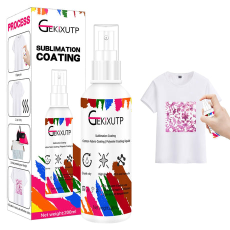 GEKIXUTP 200 ml Sublimation Spray for Cotton Tshirts,Sublimation Coating Spray for T-Shirts,Canvas, Polyester Fabric,Quick Dry, High Gloss,Polyester Spray for Sublimation GEKIXUTP