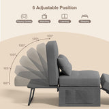 Sleeper Chair Bed, 4 in 1 Convertible Chair Bed Sofa Bed, Assembly-Free Sofa Chair Bed with Adjustable Backrest and Pillow, Modern Breathable Linen Fabric for Living Room Apartment Office, Dark Grey Aiho