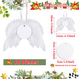 36 Pieces Angel Feather Wings Ornament Sublimation Ornament Blanks Set White Angel Wings for Crafts Round Hanging Sublimation Blanks Bulk for Tree Decor Party Decorations DIY Craft BBTO