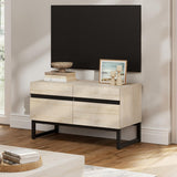 WAMPAT Modern TV Stand with Storage Cabinets for 40 Inch TV, Wood TV Entertainment Center TV Media Console Table with Metal Leg for Living Room,Light Oak WAMPAT