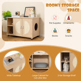 Tangkula Cat Litter Box Enclosure, Hidden Cat Washroom with Storage Shelf, Sisal Scratching Doors, Adjustable Metal Feet, Modern Cat Litter Cabinet Storage Bench, Hidden Litter Box Furniture (Natural) Tangkula