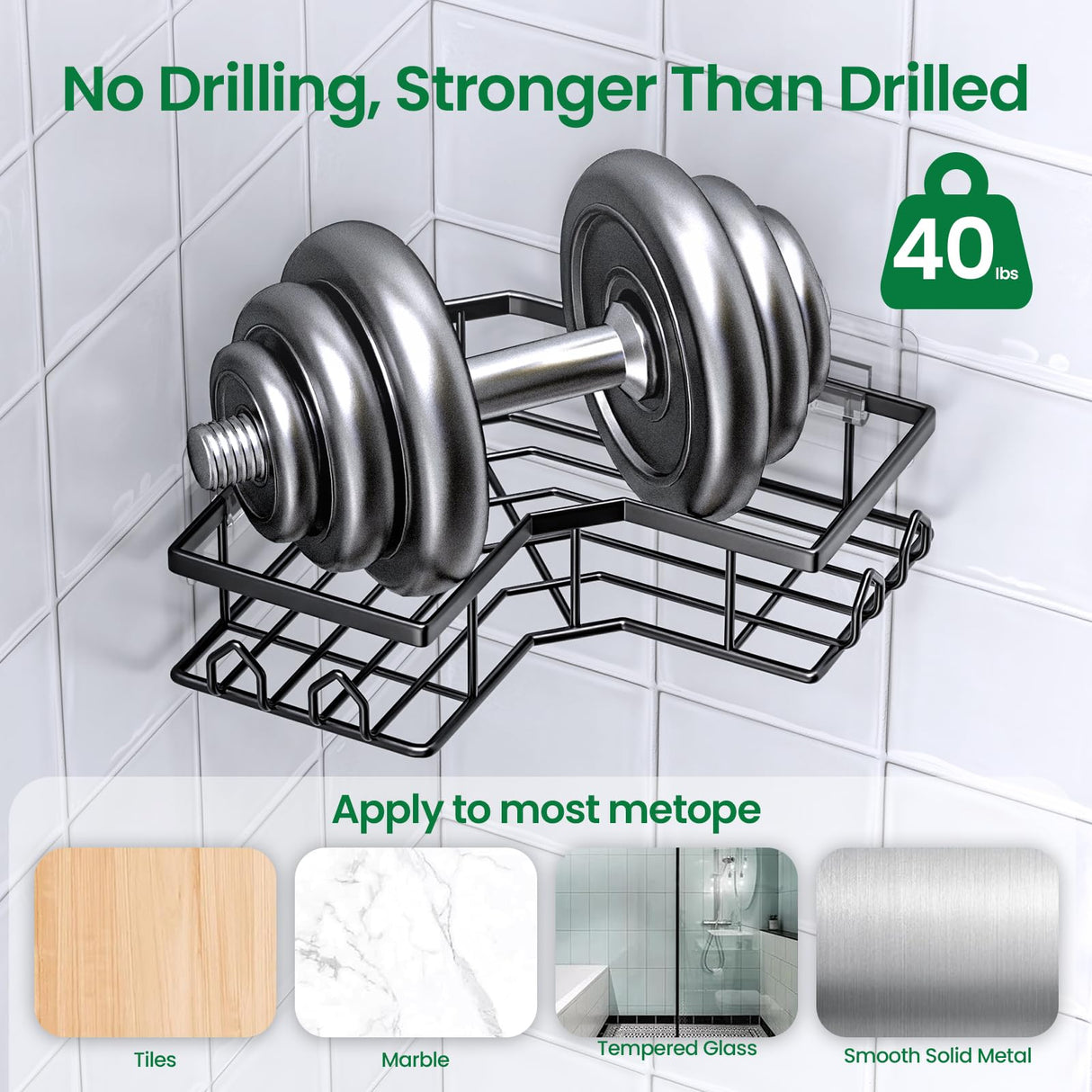 QHMCHLDZ Adhesive Shower Caddy, 2 Pack Corner Bath Organizer, Rustproof Stainless Steel Shower Shelves with Large Capacity, No Drilling Shelves for Bathroom Storage, Home, Kitchen Decor QHMCHLDZ