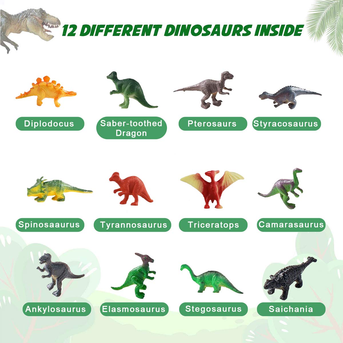 BIGEAR Easter Dinosaur Eggs Excavation Dig Kit - Dinosaur Toys for Kids - Break Open 12 Dinosaur Eggs and Discover 12 Cute Dinosaurs - Archaeology Preschool Science STEM Crafts Birthday Gifts for Boys Bigear