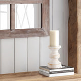 CedarLux Rustic Pillar Candle Holder, 6 Inch White Wooden Candlestick Holders, Farmhouse Candle Stands for Pillar Candle,Decorative Wood Candlestick Holders for Living Room, Table Centerpiece CEDARLUX