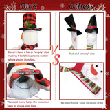 Juegoal Christmas Snowman Tree Topper with Built-in Snowflakes LED Projector, Plush Top Hat Snowmen Treetop Hugger with Rotating Magic Snow, Xmas Tree Ornament Holiday Winter Home Party Decorations Juegoal