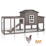 Magazoopet 79" L Chicken Coop with Run, Mobile Chicken Hen House with Wheels, Nesting Boxes, Indoor Outdoor Rabbit Hutch, Poultry Cage for Chickens Ducks Bunny with Removable Tray, Ramp (Grey) Magazoopet