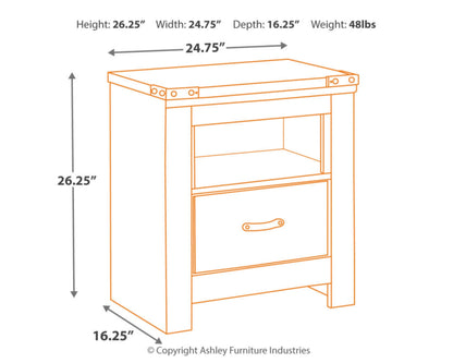 Signature Design by Ashley Trinell Rustic 1 Drawer Nightstand with USB Charing Stations, Warm Brown - WoodArtSupply