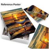 Beach Wine Sunset Puzzles for Adults 1000 Pieces, Ocean Art Landscape Jigsaw Puzzles, Pretty Beautiful Scene Puzzle IdeaBazar