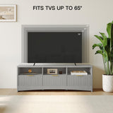 Amada TV Stand for 50-65" TV, Fluted Modern TV Stand Entertainment Center with Drawers and Open Shelf, Waveform Panel, Sleek Curved Profile Media TV Console Table for Living Room, Bedroom, Grey AMADA HOMEFURNISHING