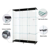 YiaFurio Lass Display Cabinet with 2 Glass Door,3 Column Curio Glass Display Cabinet Floor Standing Display Case with Locks for Living Room Office,Brdroom,Glass Cabinet Display Case for Model/Toys YiaFurio