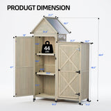 FTCBNet Outdoor Storage Cabinet - Waterproof Metal Roof & Wooden Vertical Design, Tall Garden Tool Shed with Multiple Shelves for Patio, Backyard, Lawn, Yard (Gray, 22" x 46" x 67") FTCBNet