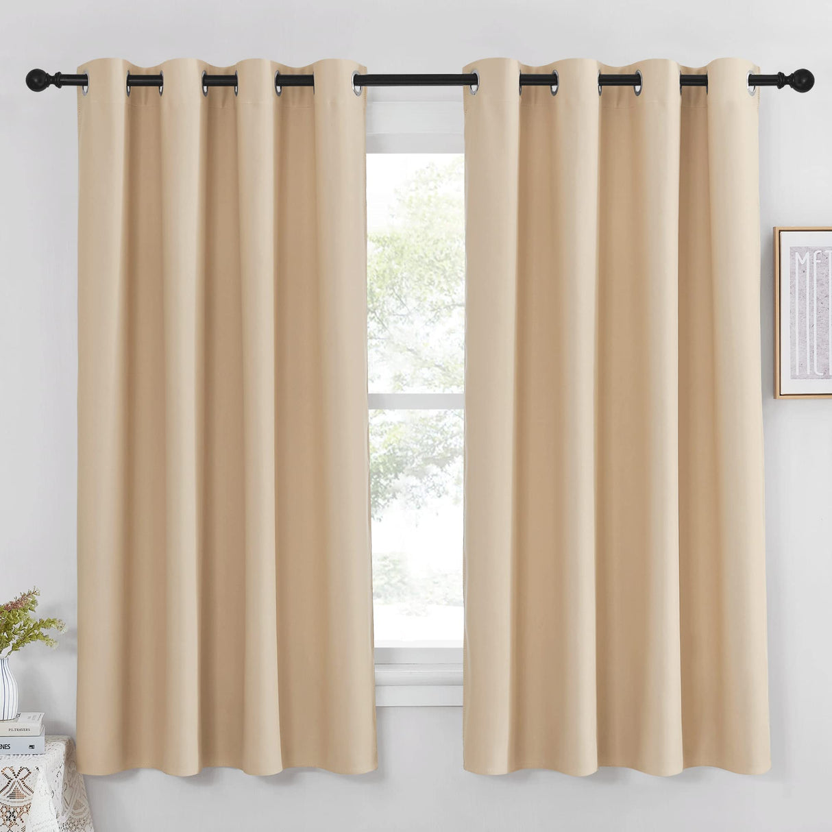 NICETOWN Room Darkening Window Shade and Blind - (Biscotti Beige Color) Light Reducing & Privacy Protection Blackout Short Curtain/Drape/Drapery for Kid's Bedroom, 52x63 inches, 1 Piece NICETOWN