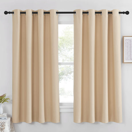 NICETOWN Room Darkening Window Shade and Blind - (Biscotti Beige Color) Light Reducing & Privacy Protection Blackout Short Curtain/Drape/Drapery for Kid's Bedroom, 52x63 inches, 1 Piece NICETOWN