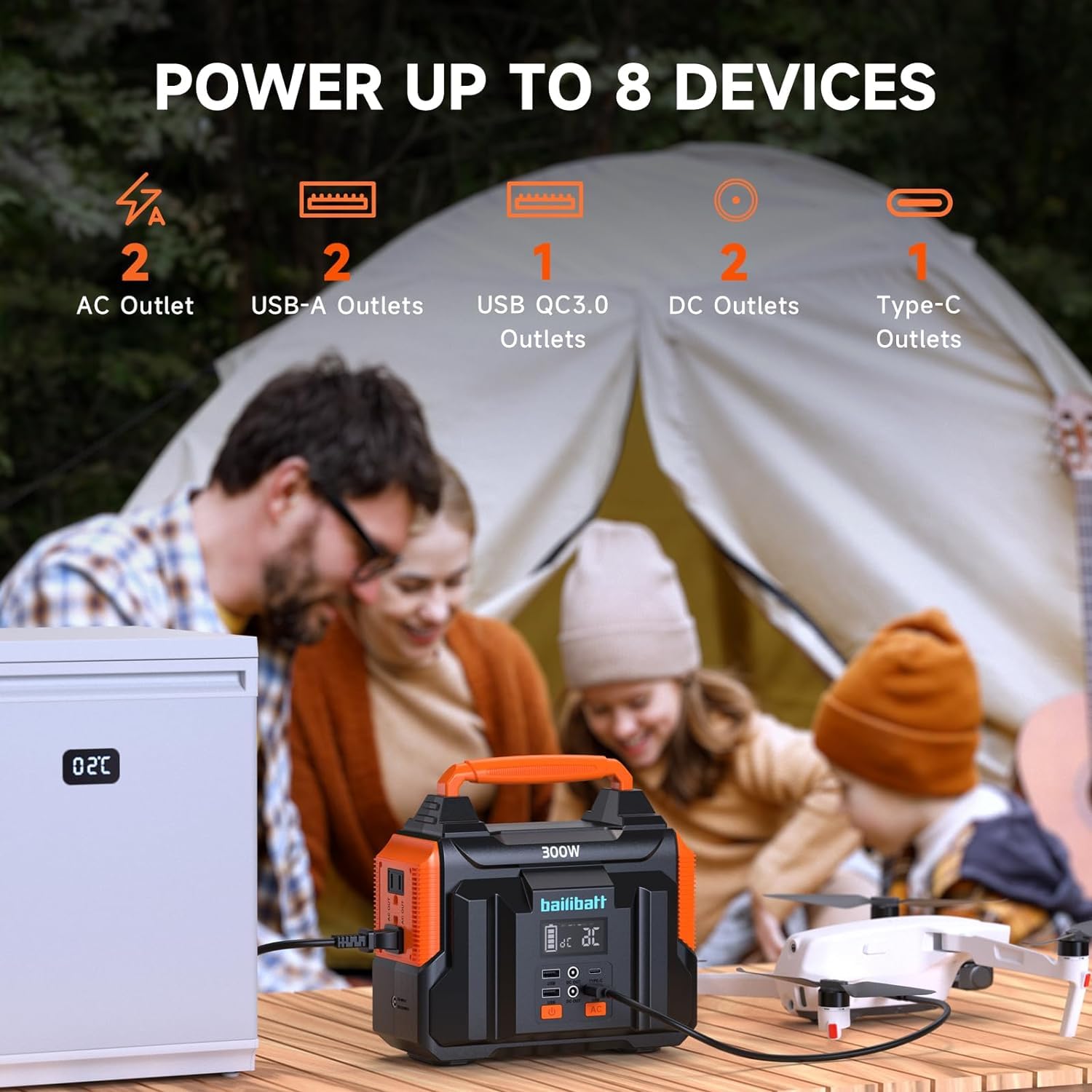 Portable Power Station 300W 257wh Lithium Battery Bailibatt Small Portable Generator for Home Use Camping Travel Emergency Hunting Outdoor, Large Power Bank with AC Outlet for Laptop - WoodArtSupply