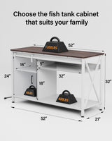 Aquarium Stand for 55 Gallon Fish Tank: Tank Stand Table with Cabinet Storage Accessories - Metal Fish Stand with Power Outlet for 55-75 Gallon Reptile Turtle Terrarium - Weight Capacity 1200 lb FILKO