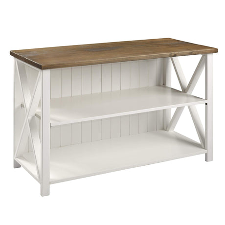 Walker Edison 2 Tier Modern Farmhouse Wood Bookcase Bookshelf Storage Home Office Storage Cabinet, 52 Inch, White Walker Edison