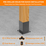 YEOOE 4x4 Post Base, Deck Post Brackets Powder Coated, Inner Size 3.5"x3.5", Heavy Duty Carbon Steel Fence Post Anchor Base for Deck Porch Railing Mailbox Fence Pergola Support (2 Pack) YEOOE